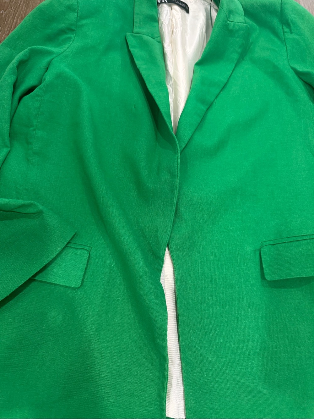 Zara Vibrant Green Open-Front Blazer Jacket - Picture 2 of 9